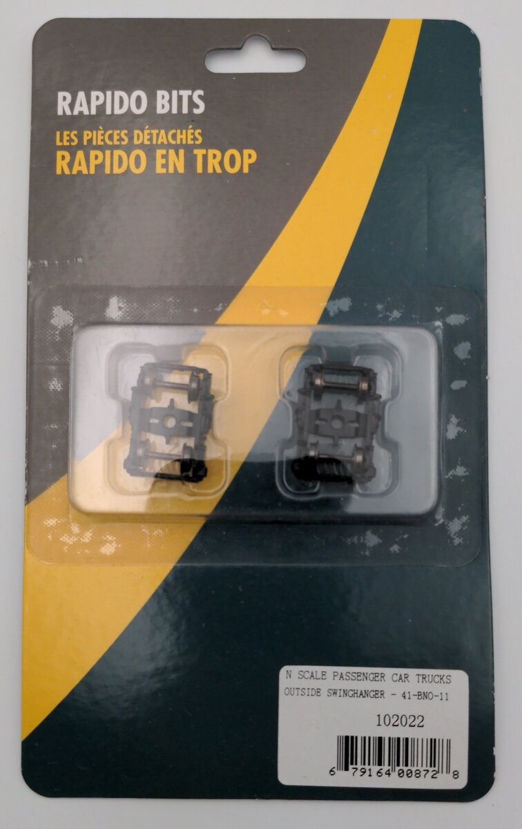 Rapido Trains 102022 N 41-BNO-11 4-Wheel Passenger Car Trucks