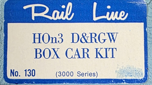 Rail Line 130 HOn3 Denver & Rio Grade Western 3000 Series Box Car
