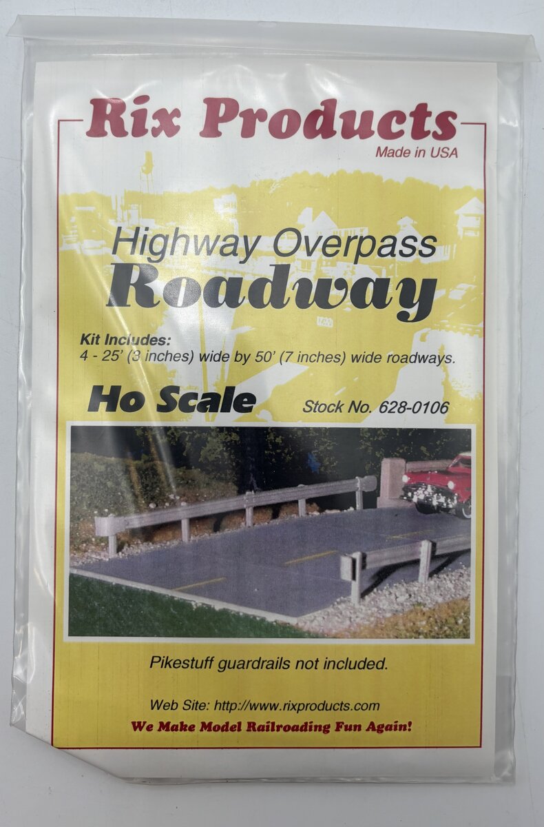 Rix Products 628-0106 HO Highway Overpass Roadway 50' 15.2m Sections (Pack of 4)