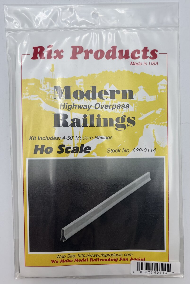 Rix Products 628-0114 HO Modern Highway Overpass Railing (Pack of 4)