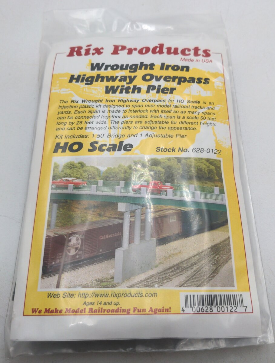 Rix Products 628-0122 HO 50' Wrought Iron Highway Overpass W/1 Pier