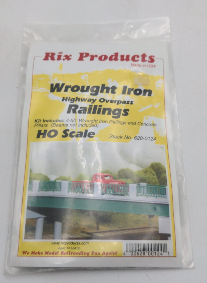 Rix Products 628-0124 HO 50' Wrought Iron/Concrete Highway Railings (Pack of 4)