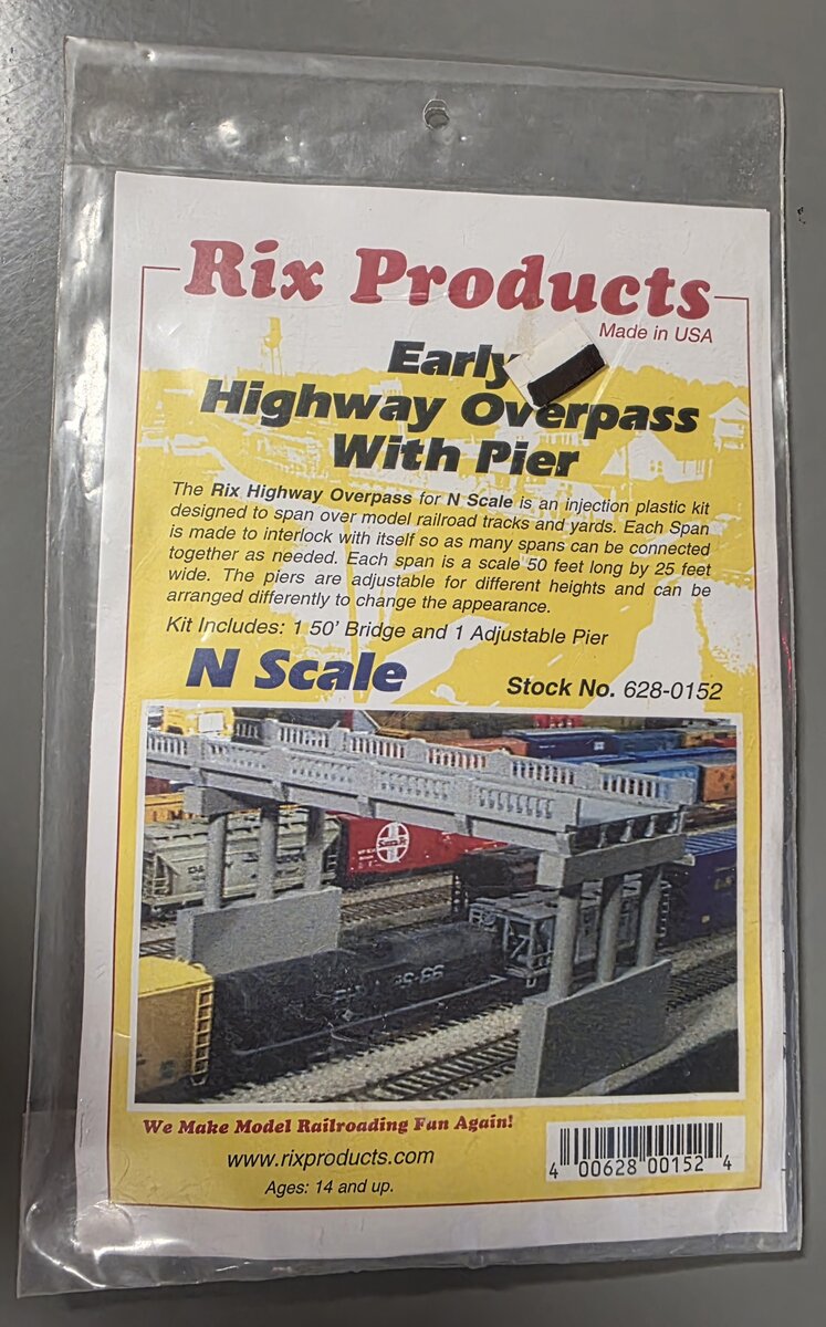 Rix Products 628-0152 N 50' Early Highway Overpass W/Pier Building Kit