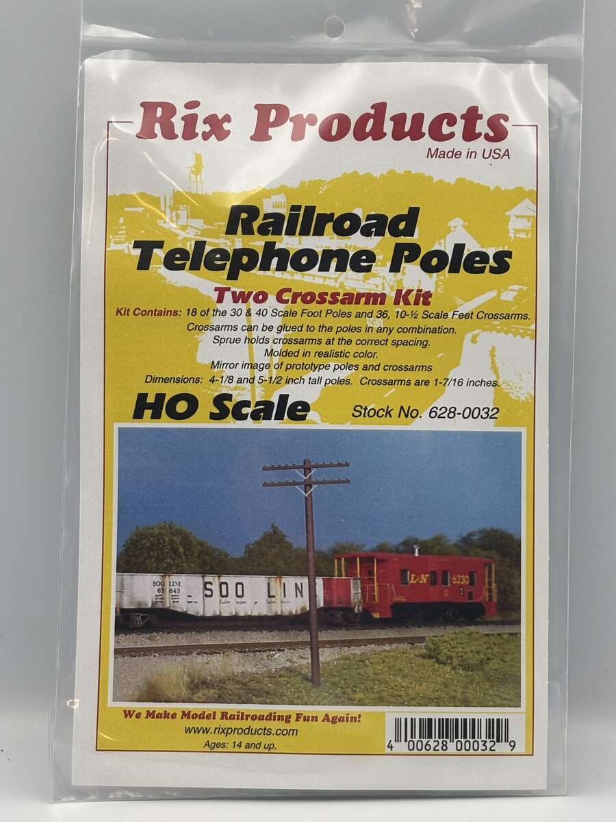 Rix Products 628-0032 HO 2-Crossarm Brown Telephone Poles Kit (Pack of 18)
