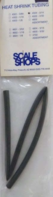 Scale Shops 4504 Black Heat Shrink Tubing 3/64"