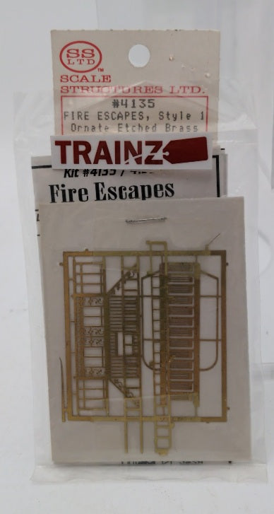 Scale Structures 4135 HO Scale Fire Escape Style 1 Ornate Etched Brass Kit