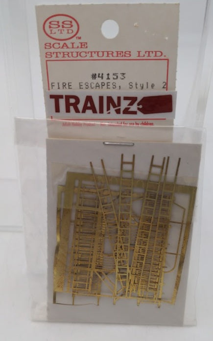 Scale Structures 4153 HO Scale Fire Escape Brass Parts Style 2 / 2 Floors