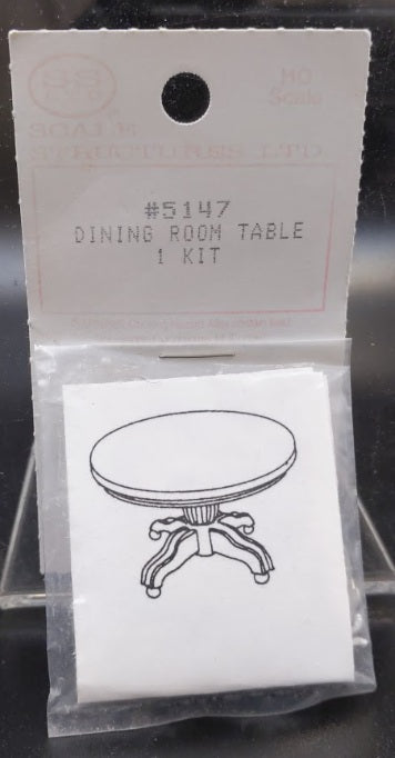 Scale Structures 5147 HO Scale Dining Room Table White Metal Kit