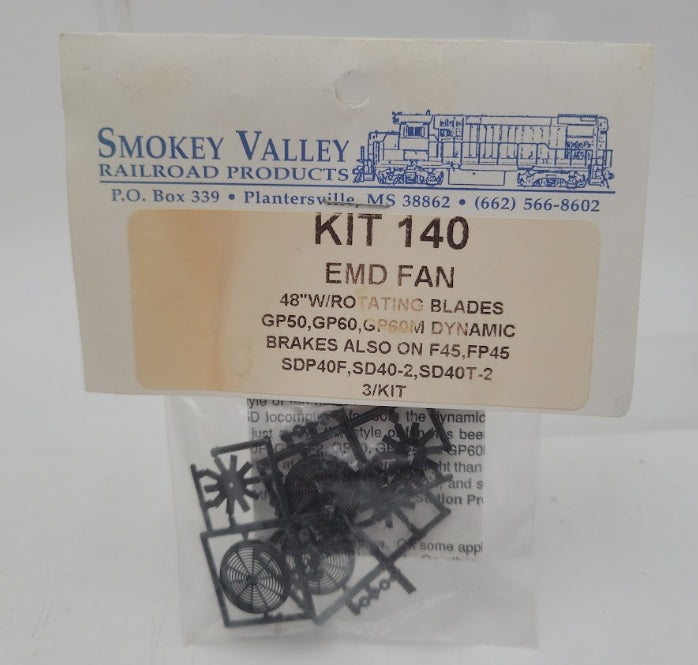 Smokey Valley RR Products 140 EMD Fan 48" W/Rotating Blades Kit (Pack of 3)