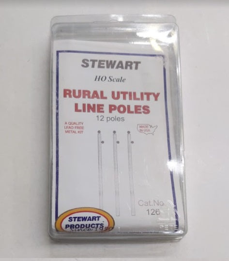 Stewart 126 HO 4-1/2" Rural Utility Poles (Pack of 12)