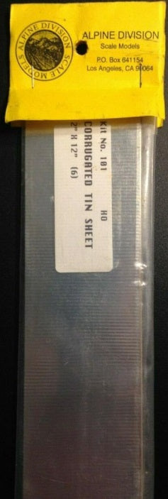 Alpine Division Scale Models 101 HO Scale Tin sheet corrug 2" x 12" (Pack of 6)
