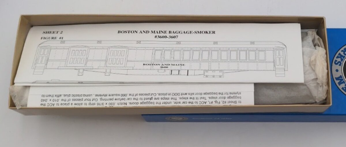 The Bethlehem Car Works 223 HO Scale Baggage/Smoker Car Boston & Maine Kit