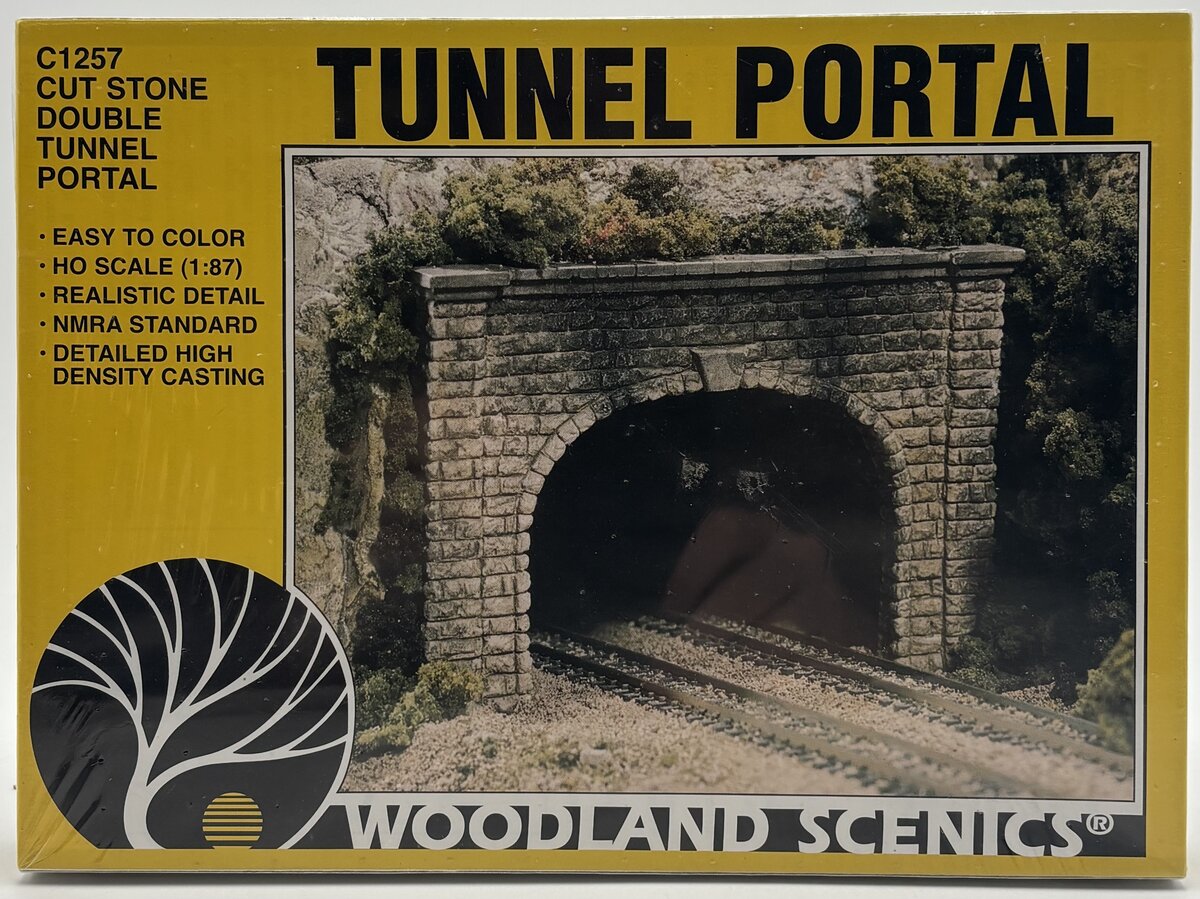 Woodland Scenics C1257 HO Scale Cut Stone Double Tunnel Portal
