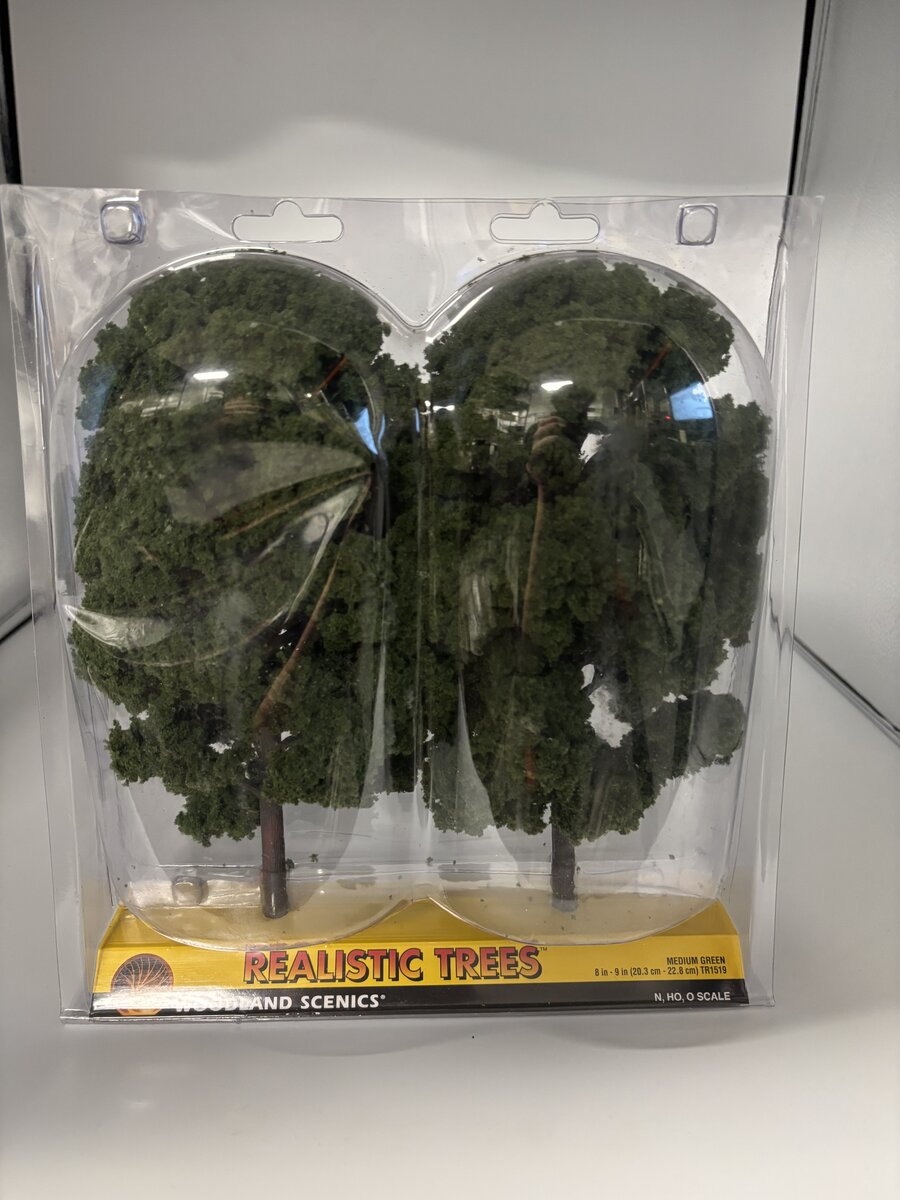 Woodland Scenics TR1519 O/HO & N 8"-9" Medium Green Trees (Pack of 2)