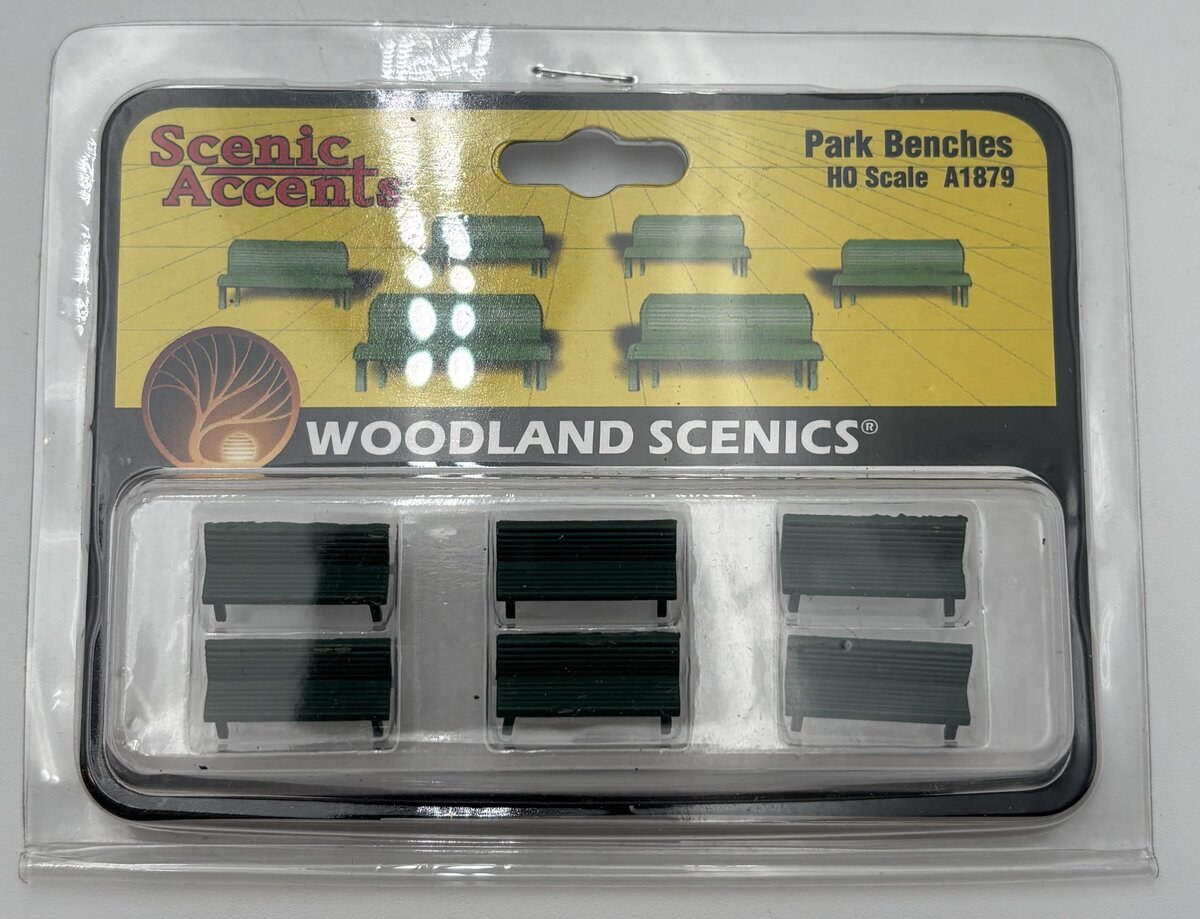 Woodland Scenics A1879 HO Scenic Accents Green Park Benches (Set of 6)