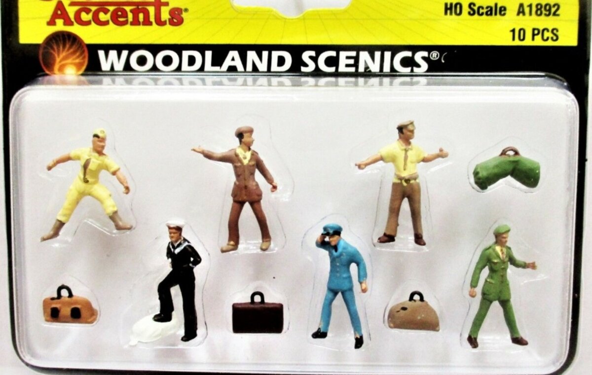 Woodland Scenics A1892 HO Scenic Accents Uniformed Traveler Figures (Set of 10)