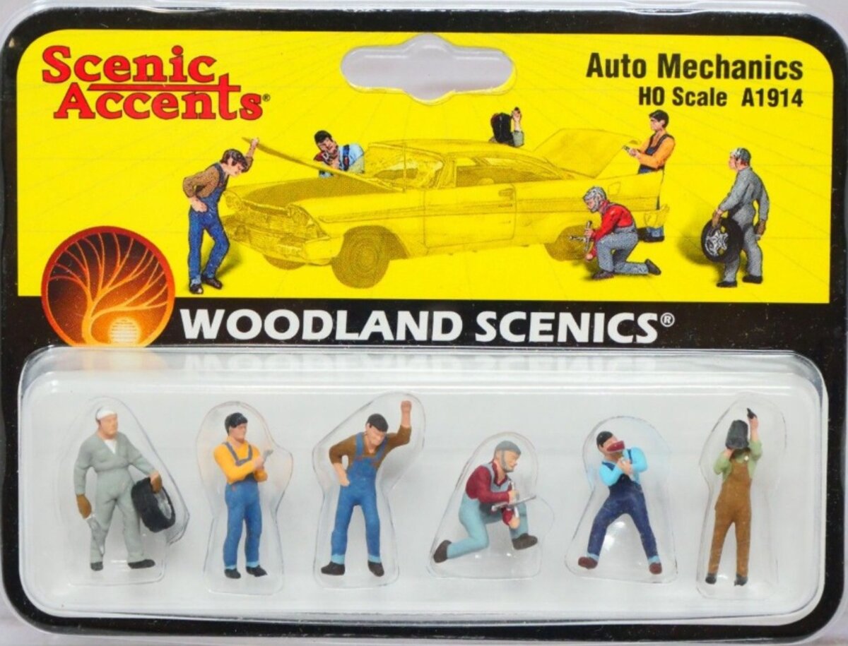 Woodland Scenics A1914 HO Scenic Accents Auto Mechanic Figures (Set of 6)