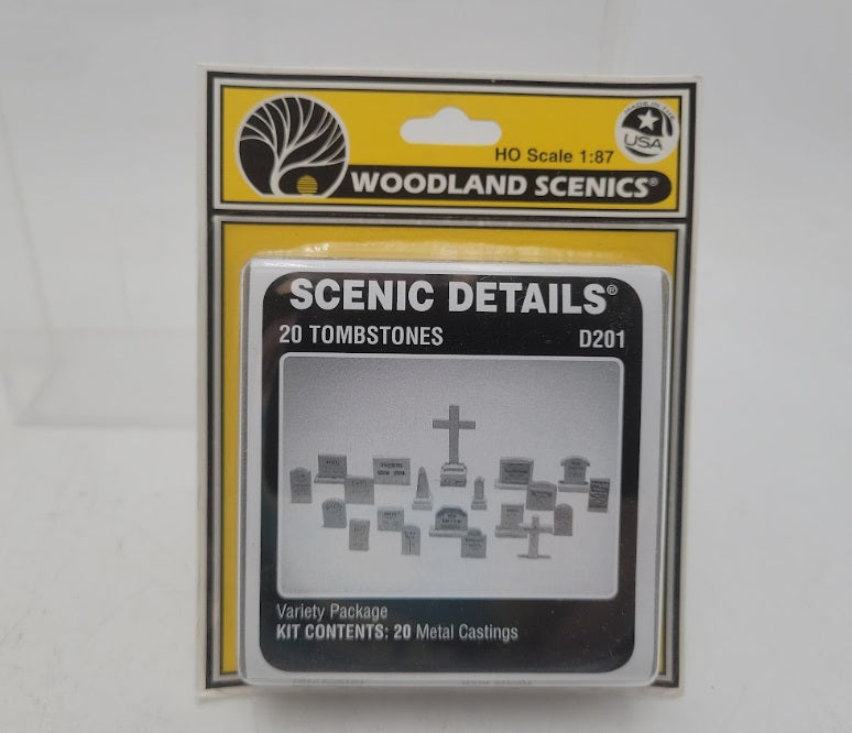Woodland Scenics D201 HO Scale Scenic Details Tombstones White Metal(Pack of 20)