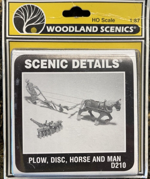 Woodland Scenics D210 HO Scenic Details Plow, Disc, Horse & Man Metal Kit