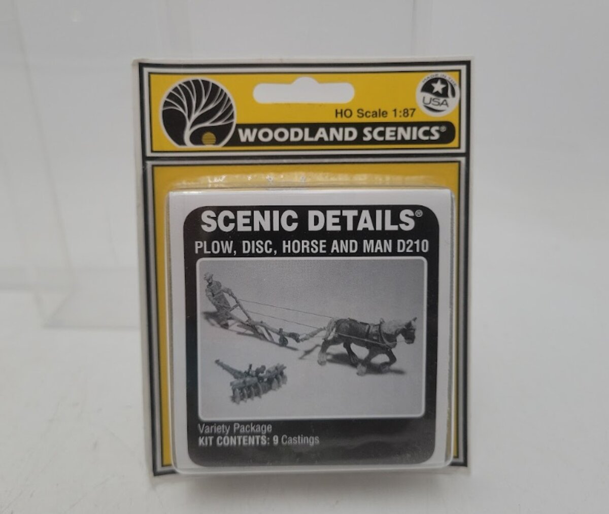 Woodland Scenics D210 HO Scale Scenic Details Plow, Disc, Horse & Man Metal Kit