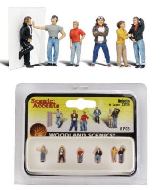 Woodland Scenics A2136 N Scenic Accents Rebel People Figures (Set of 6)