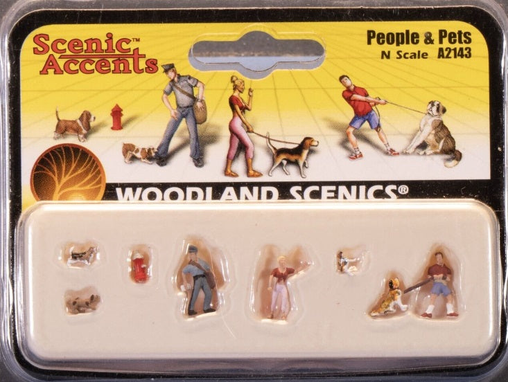 Woodland Scenics A2143 N Scenis Accents People & Pets Figures (Set of 8)