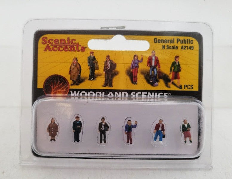 Woodland Scenics A2149 N Scale General Public People Figures (Set of 6)