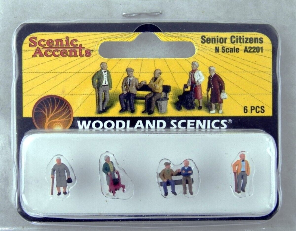 Woodland Scenics A2201 N Scale Scenic Accents Senior Citizen Figures (Set of 6)