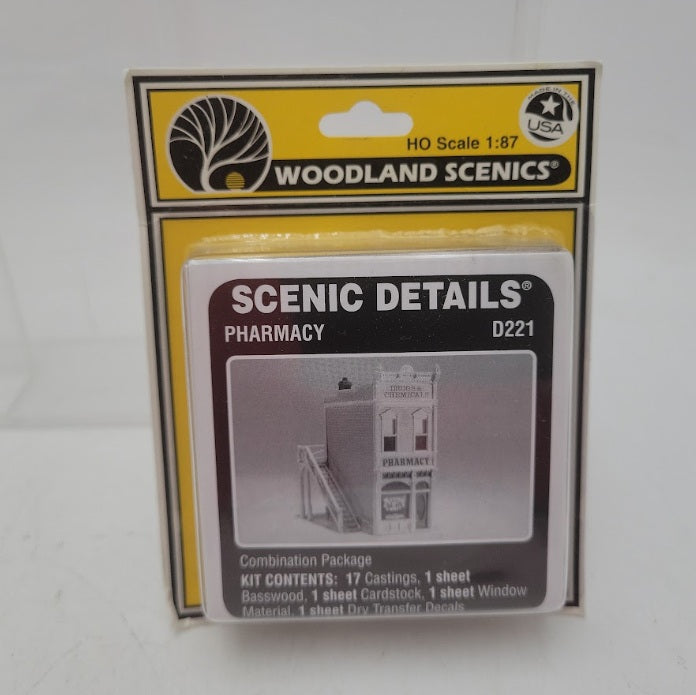Woodland Scenics D221 HO Scale Scenic Details Pharmacy Building White Metal Kit