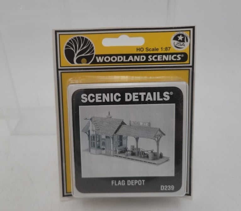 Woodland Scenics D239 HO Scale Scenic Details Flag Depot Building Metal Kit