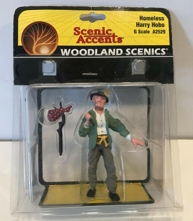 Woodland Scenics A2529 G Scenic Accents Homeless Harry Hobo W/ Red Pouch Figure