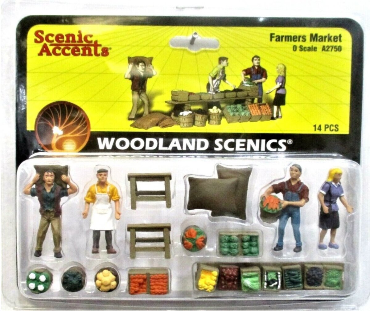 Woodland Scenics A2750 O Scenic Accents Farmers Market & Figures (Set of 14)
