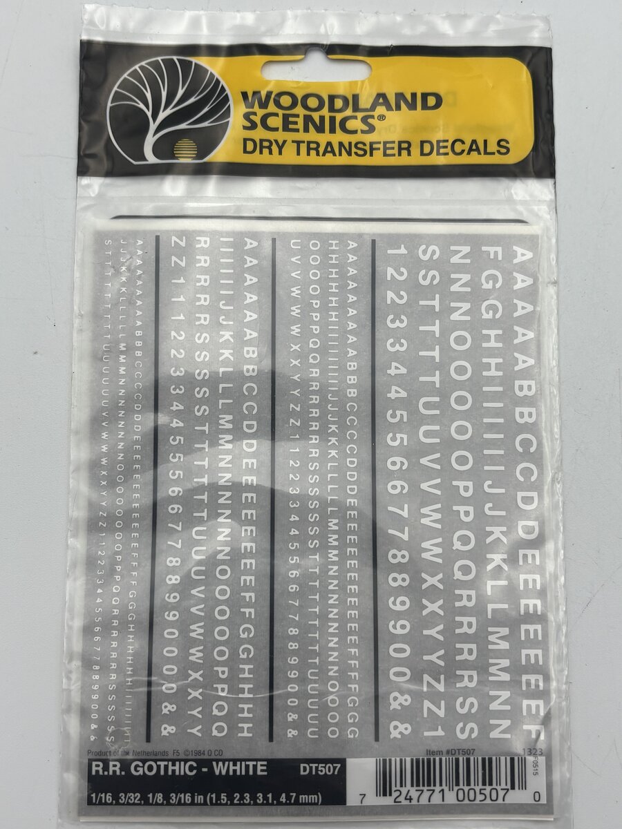 Woodland Scenics DT507 All Scales RR Gothic White Dry Transfer Decals
