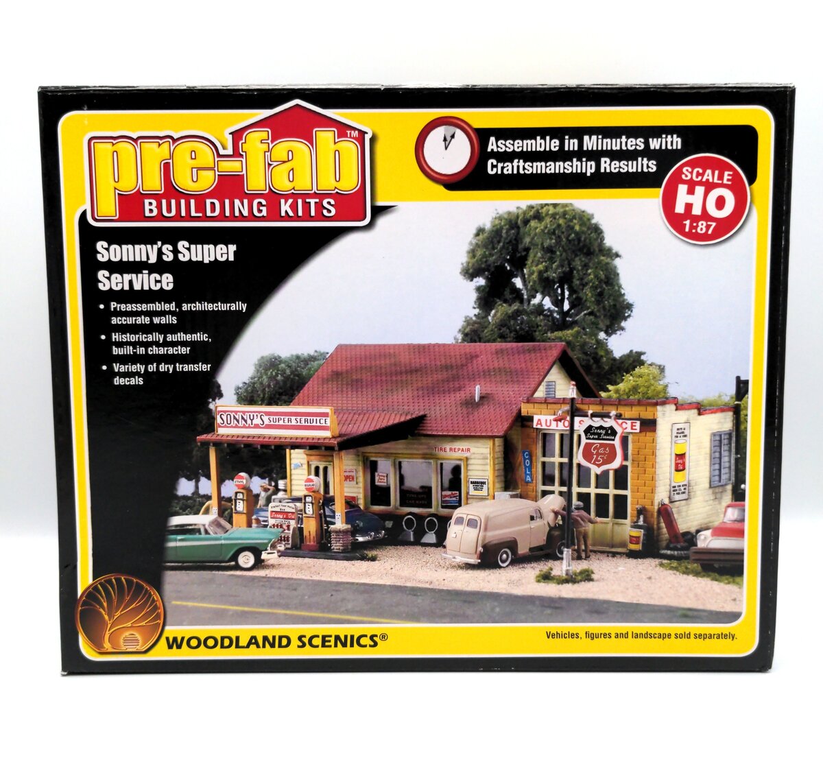 Woodland Scenics PF5183 HO Scale Sonny's Super Service Pre-Fab Building Kit