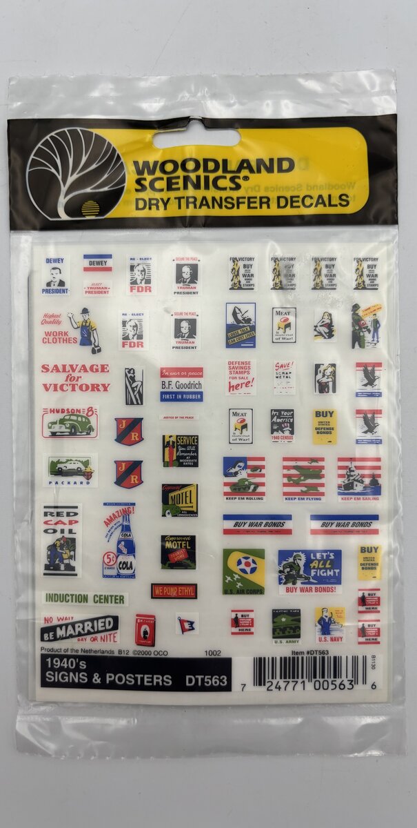 Woodland Scenics DT563 HO 1940''s Signs and Posters Dry Transfer Decals