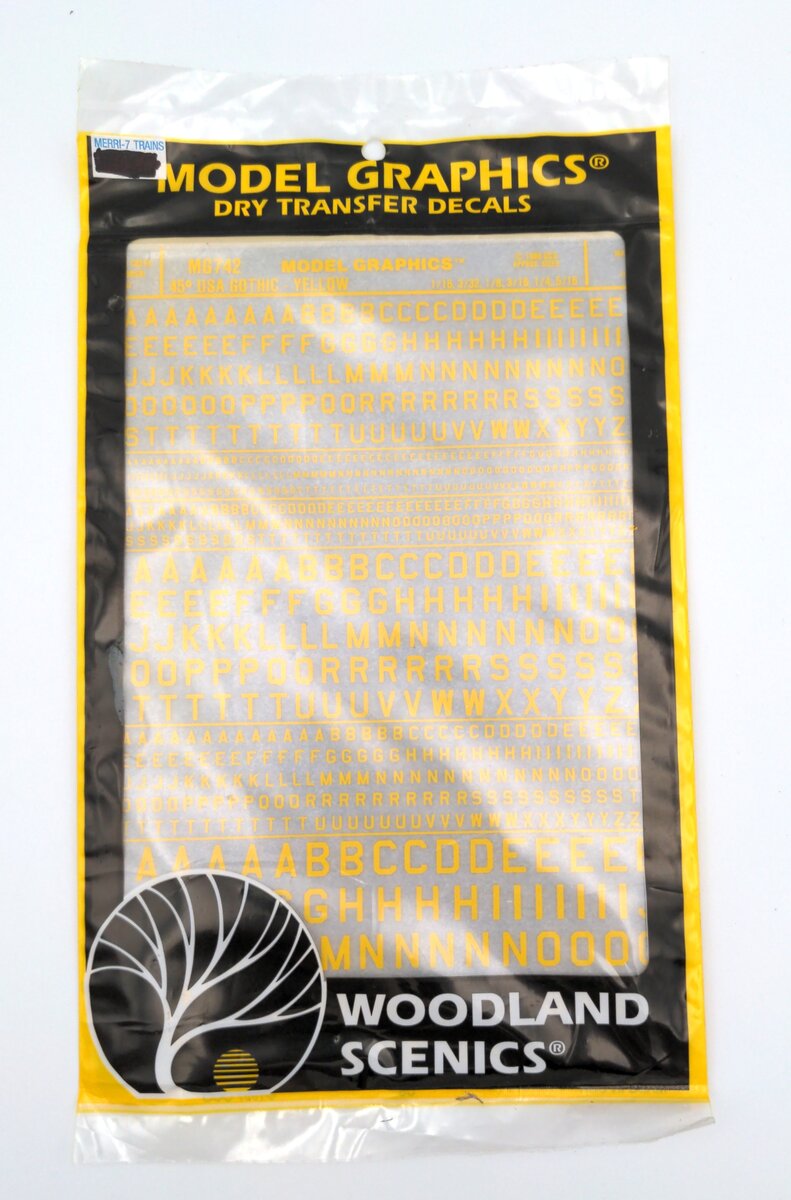 Woodland Scenics MG742 Model Graphics 45° USA Gothic Yellow Dry Transfer Decals