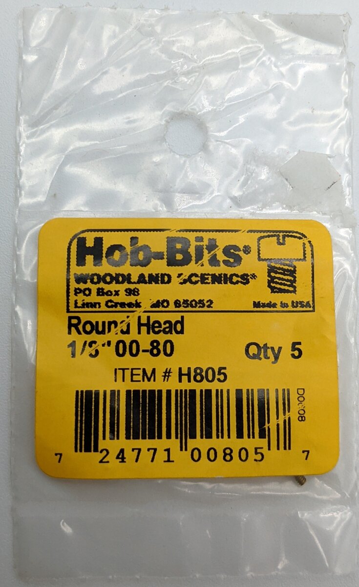 Woodland Scenics H805 Hob-Bits 0-80 1/8" Round Head Screws (Pack of 5)