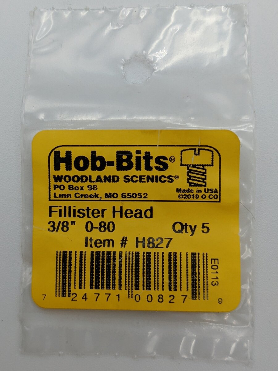Woodland Scenics H827 Hob-Bits 0-80 3/8" Fillister Head Screw (Pack of 5)