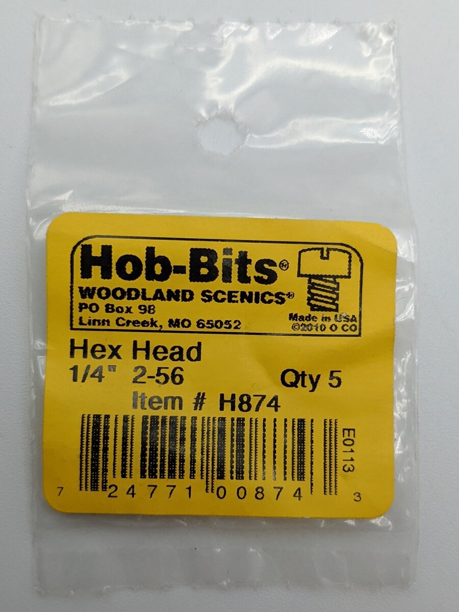 Woodland Scenics H874 Hob-Bits 2-56 1/4" Hex Head Screws (Pack of 5)