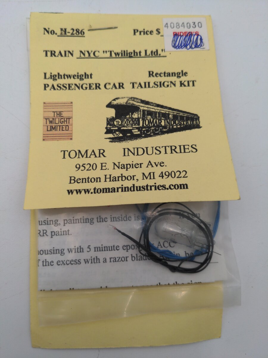 Tomar Industries 286 NYC Twilight Ltd Passenger Car Tailsign Kit