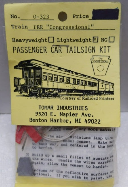 Tomar Industries O-323 O PRRCongressional Lightweight Passenger Car Tailsign Kit