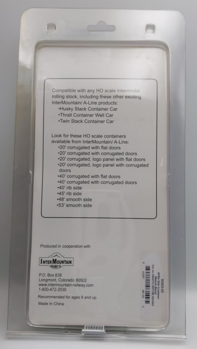 InterMountain (A-Line) 30303-01 HO 40' Rib Sided Container - Maersk Line Early