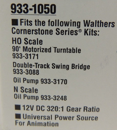 Walthers 933-1050 HO Motorizing Fits the Cornestone Series Kit