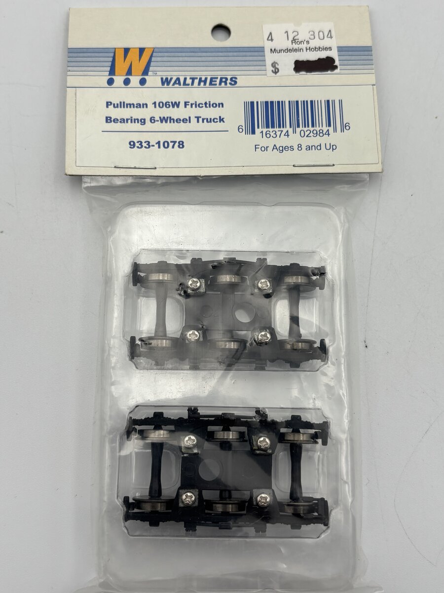 Walthers 933-1078 HO Pullman 106W Friction Bearing 6-Wheel Truck Set