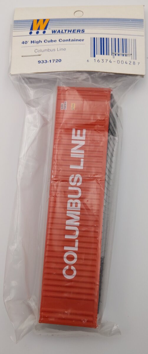 Walthers 933-1720 HO Scale Plastic Line 40' High Cube Container  - Columbus Line