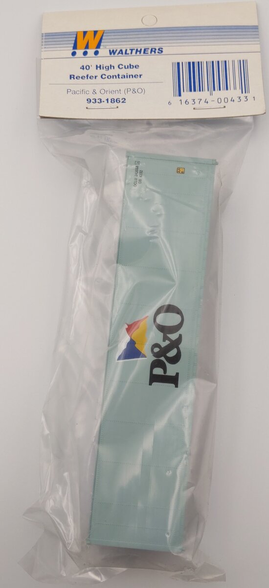 Walthers 933-1862 HO Scale Plastic 40' High Cube Reefer Container - P & O