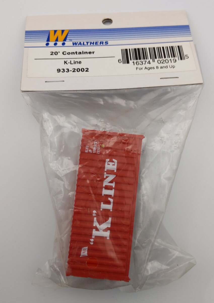 Walthers 933-2002 HO Scale Plastic 20' Container - K-Line