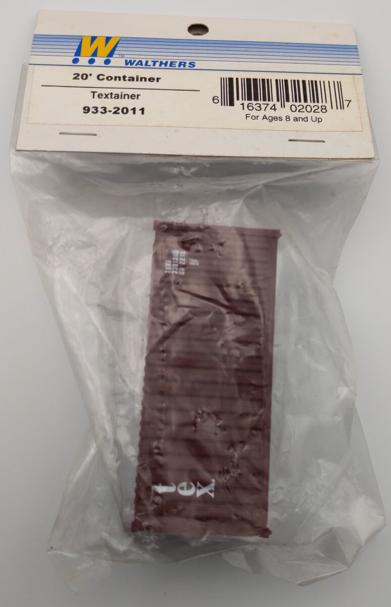 Walthers 933-2011 HO Scale Plastic 20' Container - Textainer