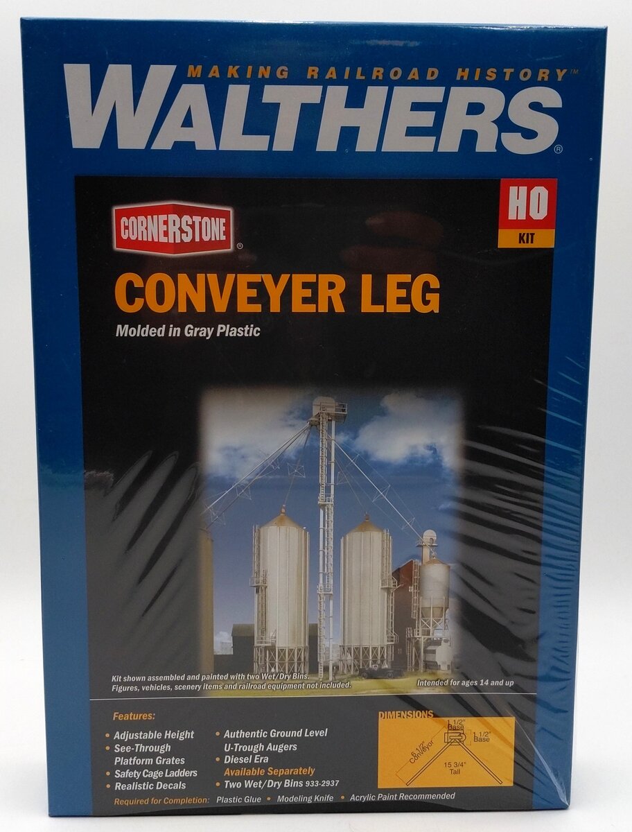 Walthers 933-2936 HO Scale Grain Conveyor Leg with Safety Ladder Building Kit