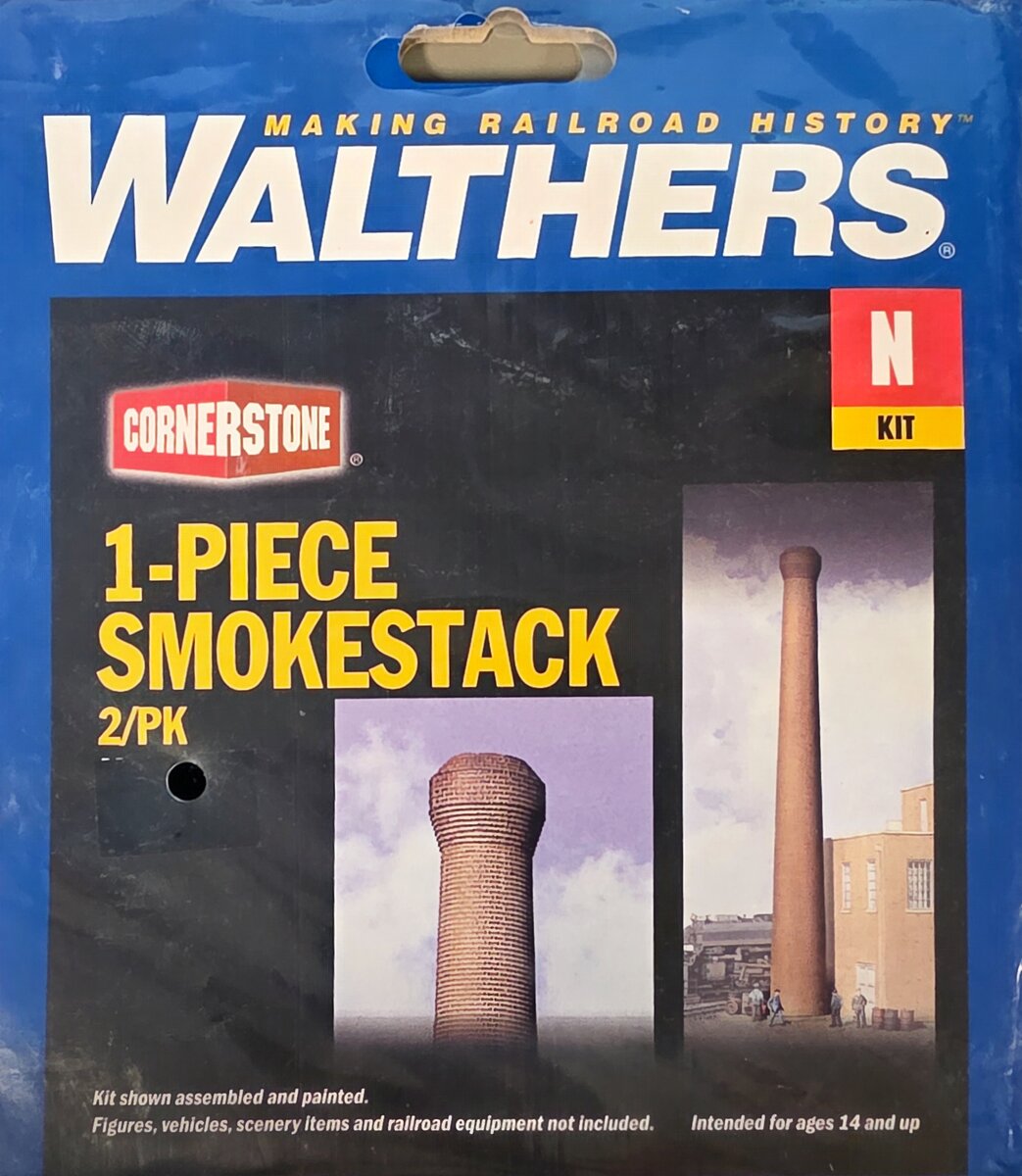 Walthers 933-3289 N Scale One-Piece Brick Smokestack (Pack of 2)